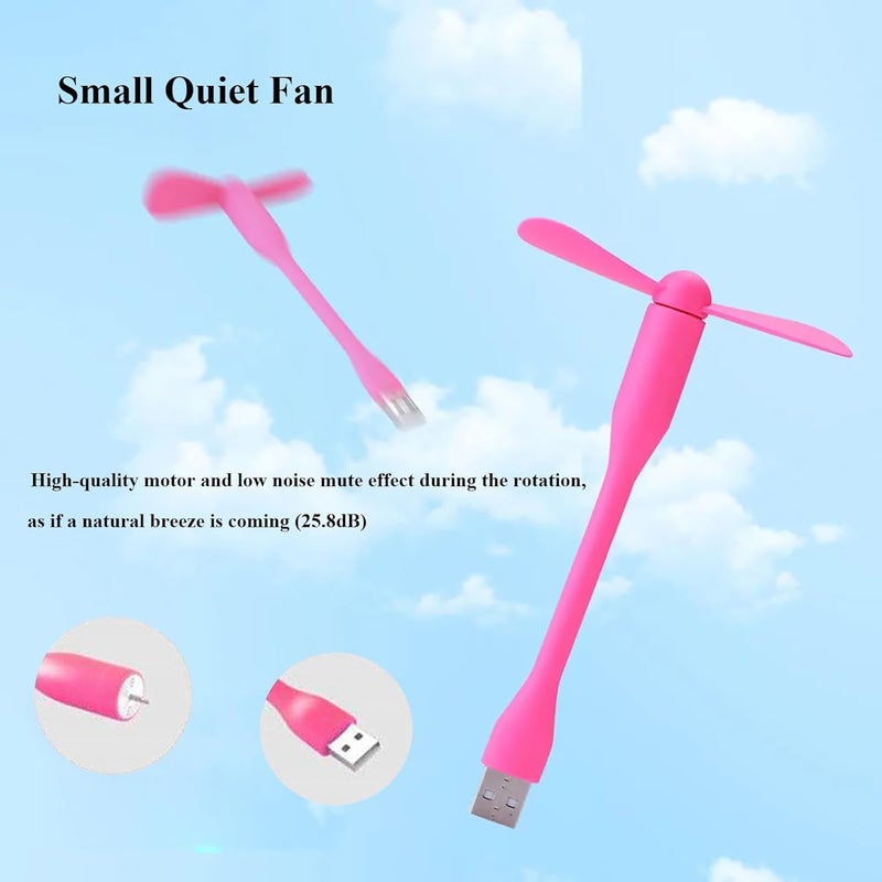 Soseelnee Mini USB Fan, Portable Pocket Fan USB-A Powered Little Cooler, Quiet Operation, for Home Office Car Outdoor Travel- 4 Pack (Pink) - Image 3
